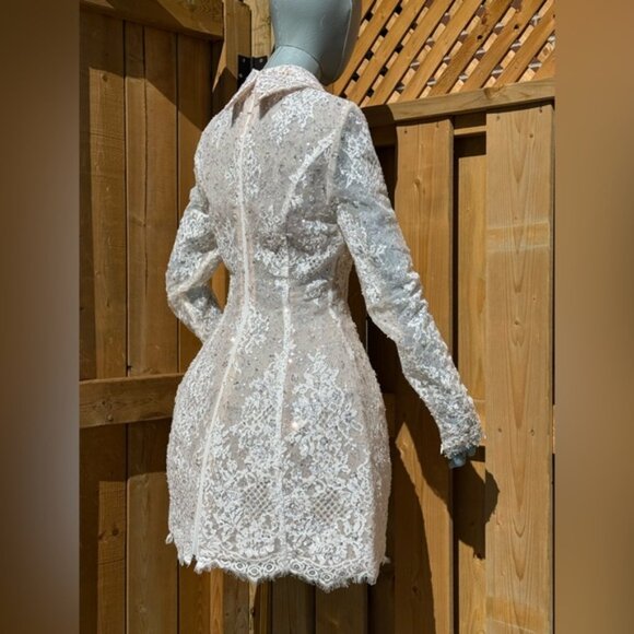 🆕 BRONX & BANCO 🧿 NWOT Adelaide White Lace Bridal Mini Dress, Sz S US 4 - Picture 8 of 16